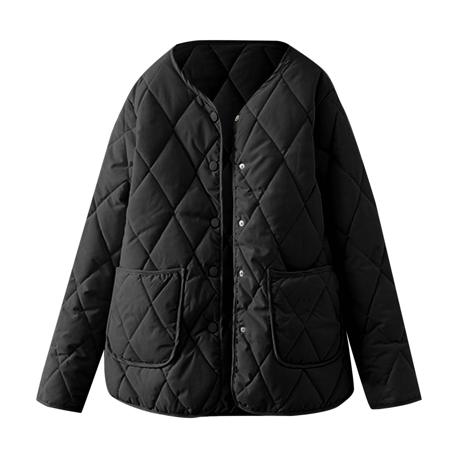 Diamond Collarless Lightweight Quilted Short Cotton Padded Jacket ...