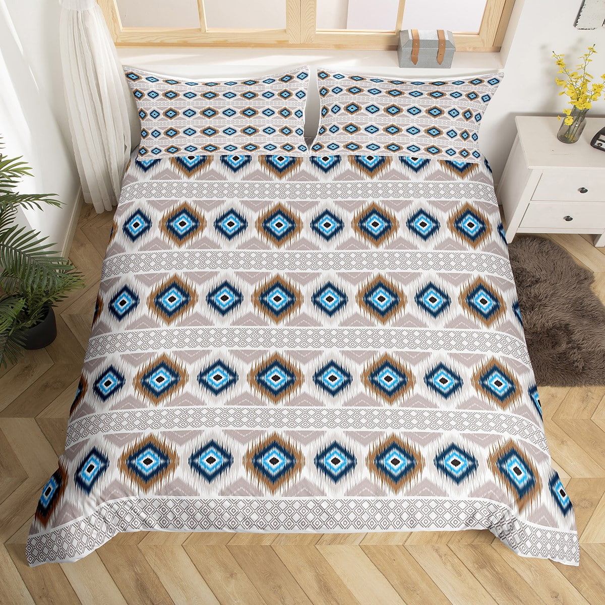 Diamond Comforter Cover Ethnic Indian Tribal Geometry Aztec Duvet Cover ...