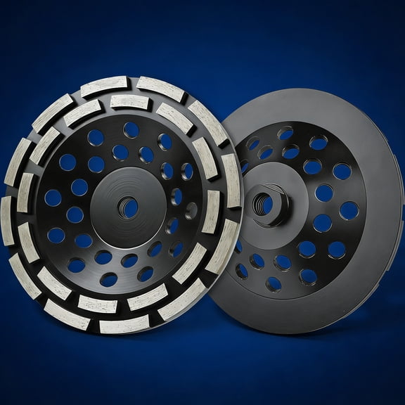 Diamond Concrete Grinding Wheel, Double Row Segments Diamond Cup Wheel, Grit, Threaded Arbor, Forged Matrix Sintering, for Granite Marble Masonry Stone Brick