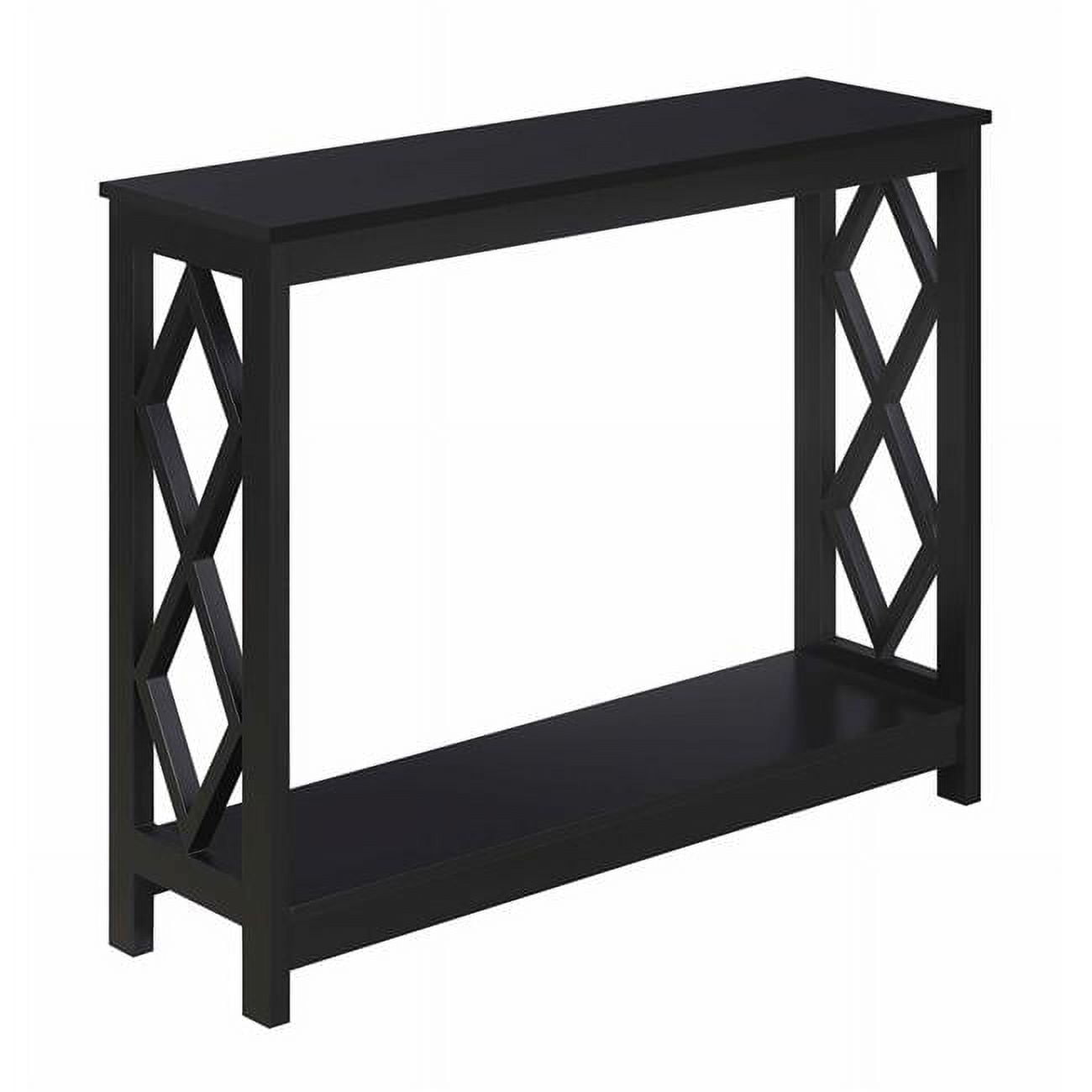 Chic Diamond Cut-Out Black Console Table with Storage