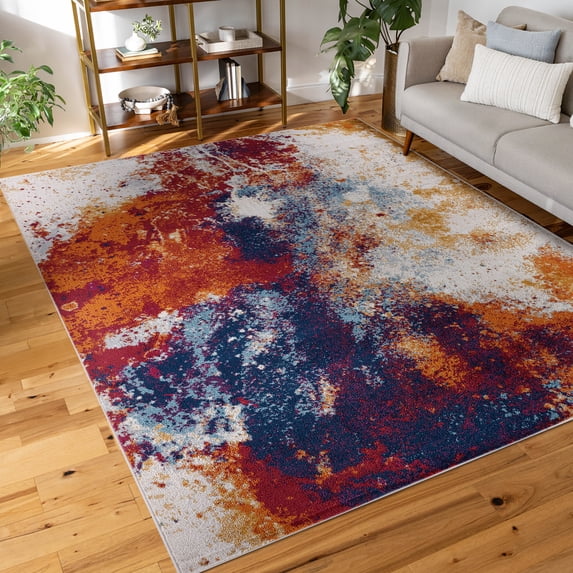 Diamond Contemporary 3' x 5' Multi-Color Polypropylene Indoor Area Rug