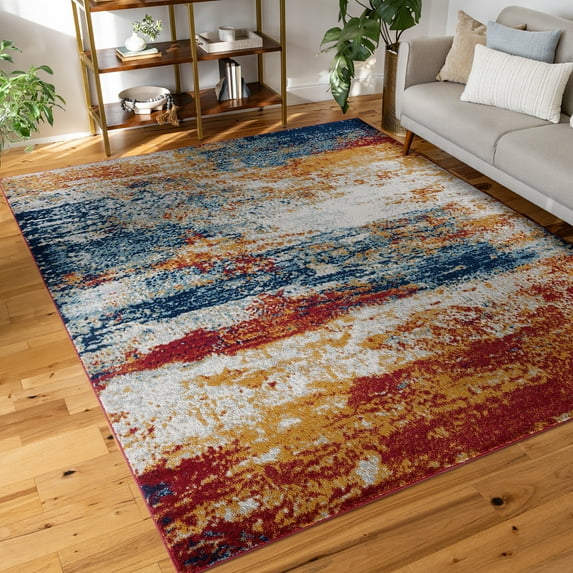 Diamond Contemporary 3' x 5' Multi-Color Polypropylene Indoor Area Rug