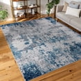 thumbnail image 1 of Diamond Contemporary 4' x 5' Blue and Cream Polypropylene Indoor Area Rug, 1 of 8