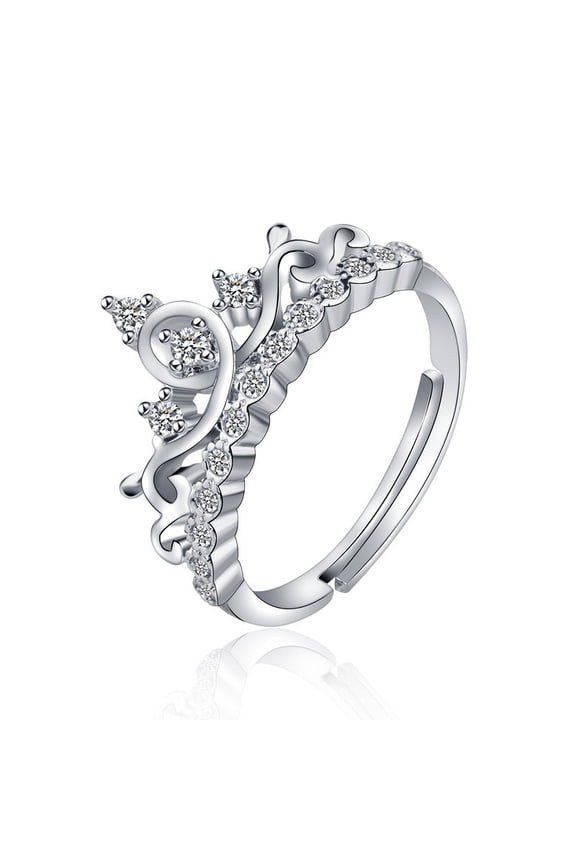 Diamond Copper Ring, Trendy Open Index Finger Ring, Korean Style Diamond-Encrusted Jewelry for Women, Platinum