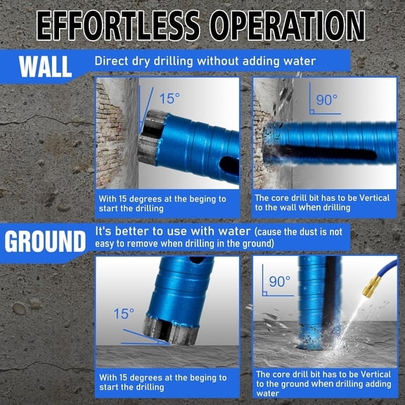 Diamond Core Drill Bits 3 1/2" Diameter 10"/254mm Drilling Depth 5/8-11" Thread Core Bit Turbo Laser-Welded Segments for Cured Concrete with Brick, Block, Masonry, with Two Adapters