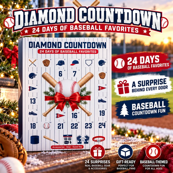 Diamond Countdown Baseball Advent Calendar 2026, 24-Day Festive Countdown Acrylic Charms Blind Box, Limited Edition Collectible Set for Baseball Collectors
