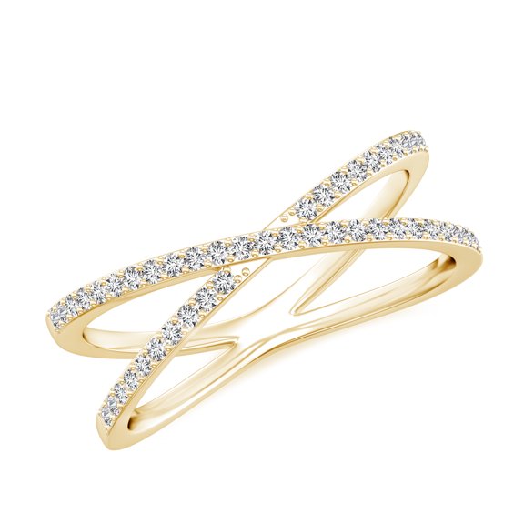 Diamond Criss Cross Wedding Band for Women 925 Sterling Silver/ Yellow Gold Plated Birthstone Stackable Ring X Promise Ring for Her Size 6