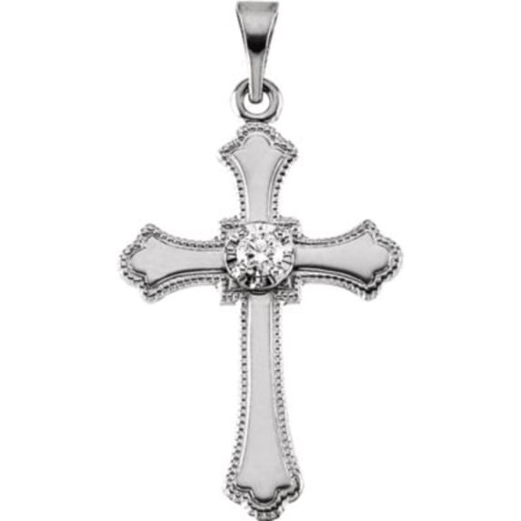 Diamond Cross Pendant in 14k White Gold