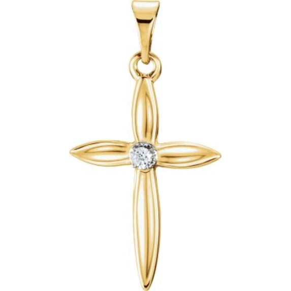 Diamond Cross Pendant in 14k Yellow Gold