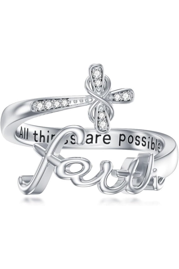Diamond Cross Ring Faith Ring for Women 925 Sterling Silver Faith Cross Wrap Rings Lab Grown Diamond Christian Jewelry for Mom Wife
