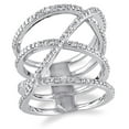 thumbnail image 1 of Diamond Crossover Ring, Triple Row Diamond Ring, Women's Partywear Cocktail Diamond Ring, Pave Set Diamond Band, 2.2 Ct Simulated Diamond, 925 Sterling Silver, Wedding Gift Ring, 1 of 5