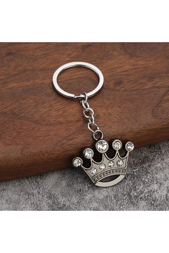 Zinc Alloy Metal Diamond Crown Keychain Pendant Modern Simple Gift for Special Occasions High-End Car Keyring