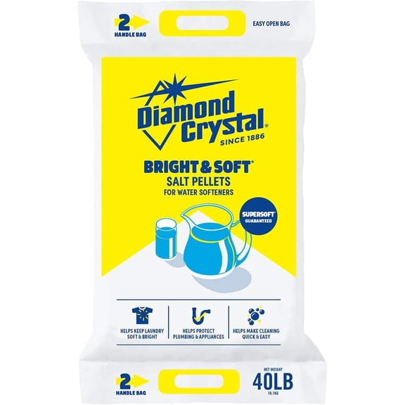 Diamond Crystal Bright and Soft Water Softener Salt Pellets, 40 lb Bag