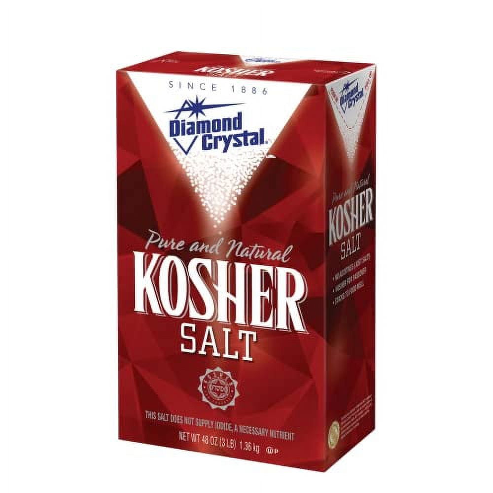 Diamond Crystal Kosher Salt – Full Flavor, No Additives and Less Sodium - Pure and Natural Since 1886 - 3 Pound Box