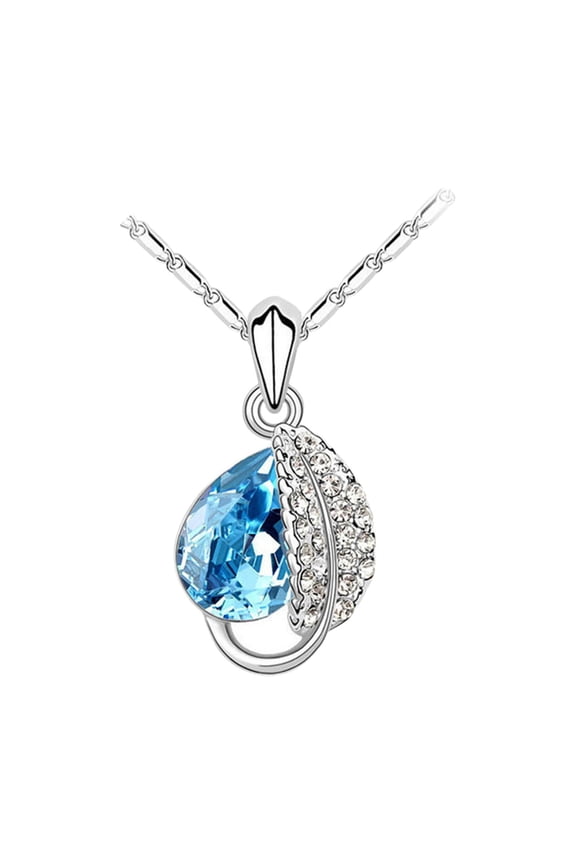 Diamond Crystal Leaf Pendant Necklace, Simulated Diamond Love Gift for Her, Elegant Nature Inspired Jewelry for Women Anniversary Birthday