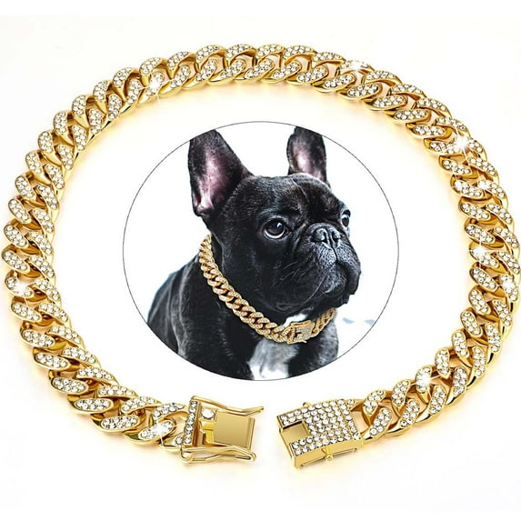 Diamond Cuban Collar, Metal Chain Walking Collar, Pet Cuban Collar for Small Medium Large Dogs