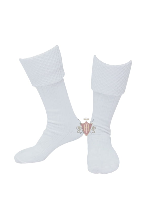 Diamond Cuff Men White Scottish Highland Wear Kilt Hose Socks