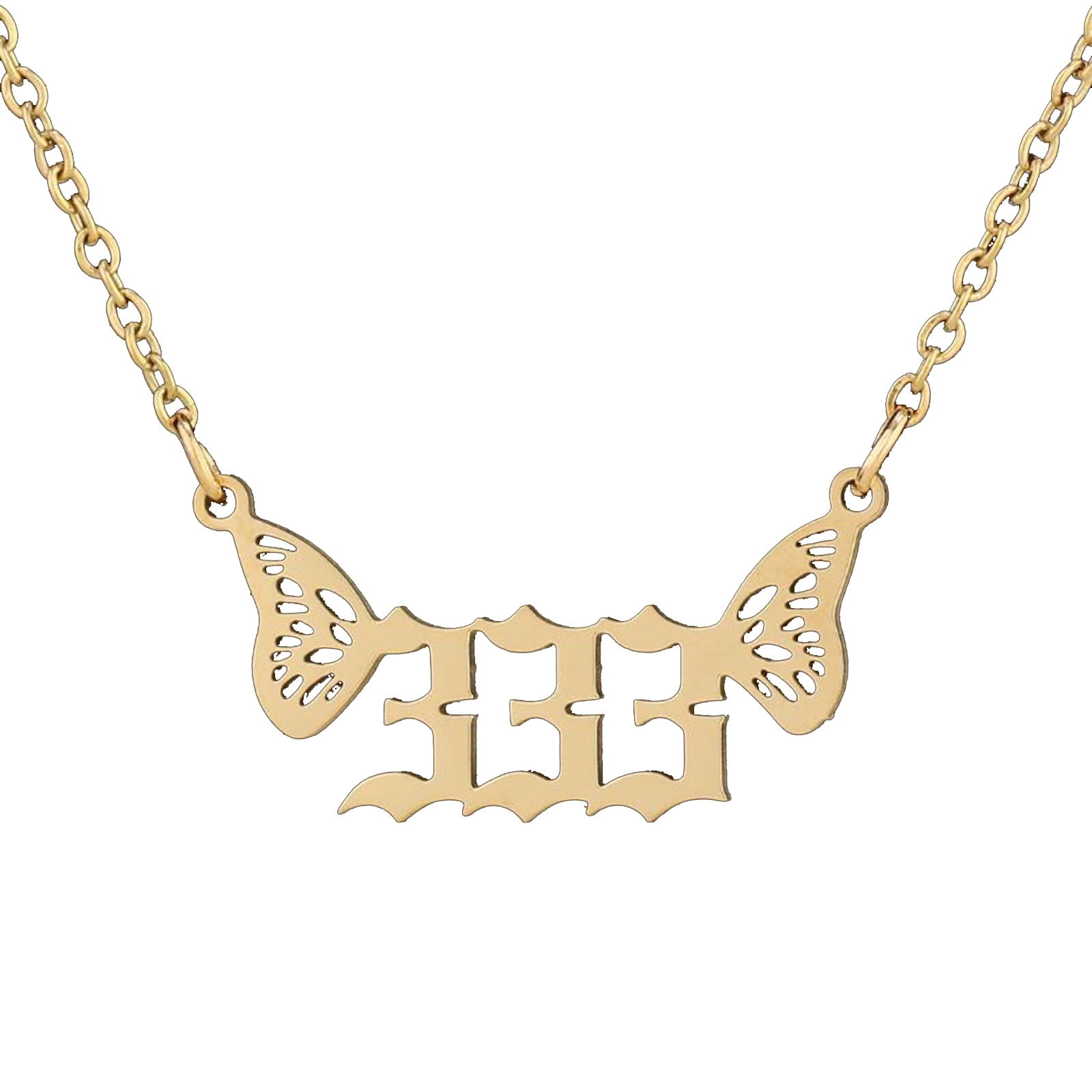 Diamond Custom Name Necklace Jewelry Stainless Steel Women Light Angel  Number Pendant Necklace 000 999 Butterfly Necklaces Pack for Women 