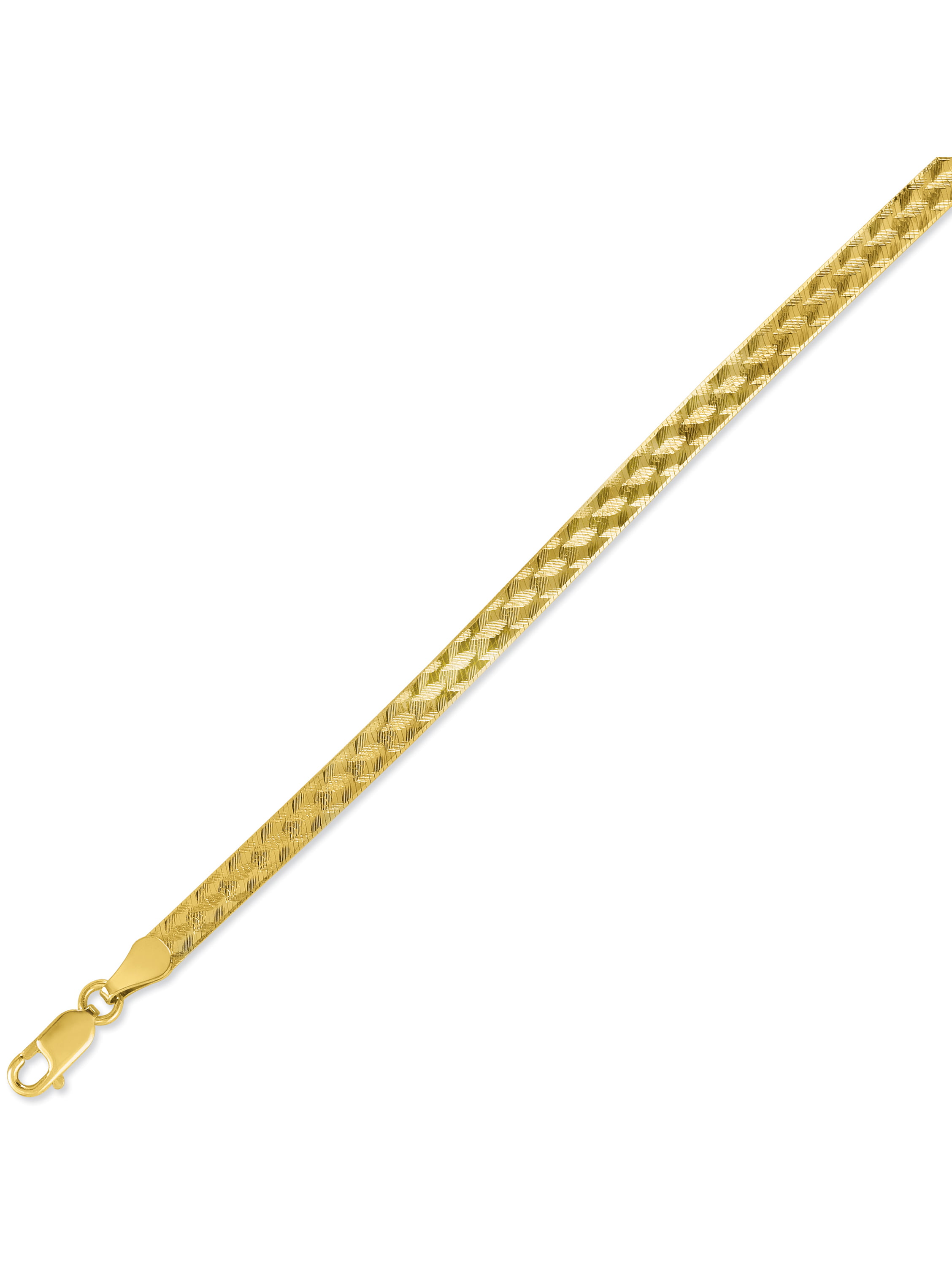 Diamond Cut 18kt Gold-Plated Herringbone Bracelet, 7.5