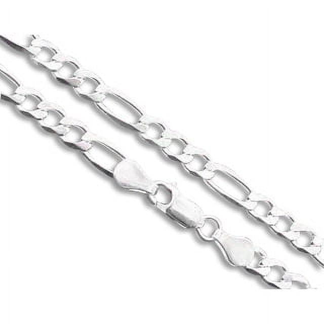 Authentic Solid Sterling Silver Figaro Link Diamond-Cut Pave .925 ITProLux  Necklace Chains 3MM - 10.5MM, 16 - 30, Silver Chain for Men & Women, Made