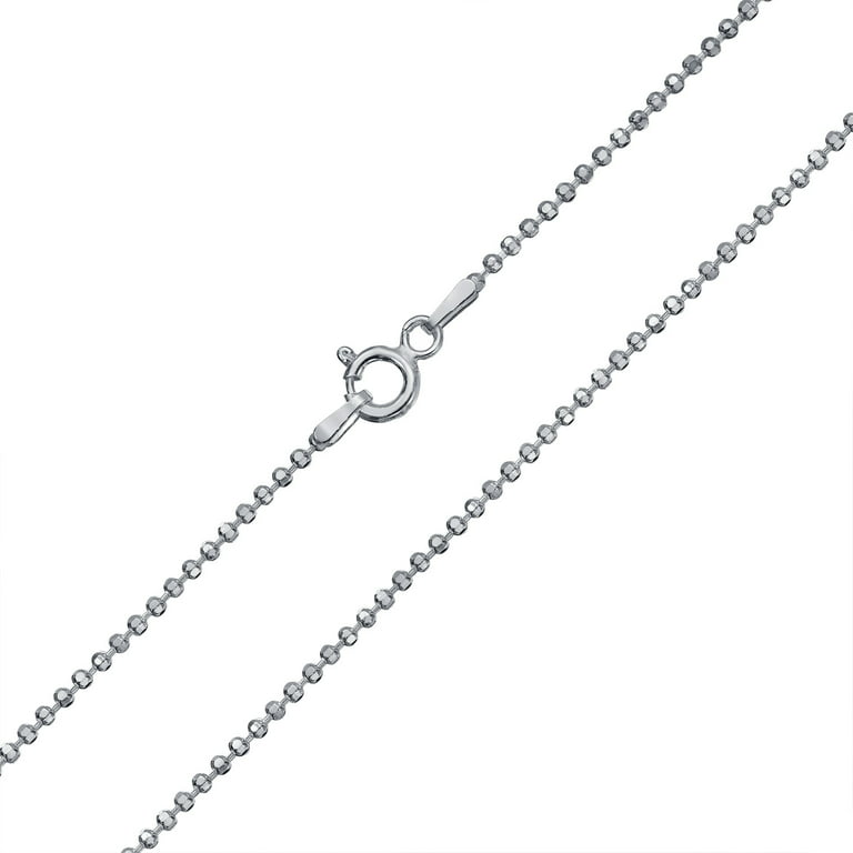 Diamond Cut Ball Bead Chain Sparkle Necklace 150 Gauge Sterling