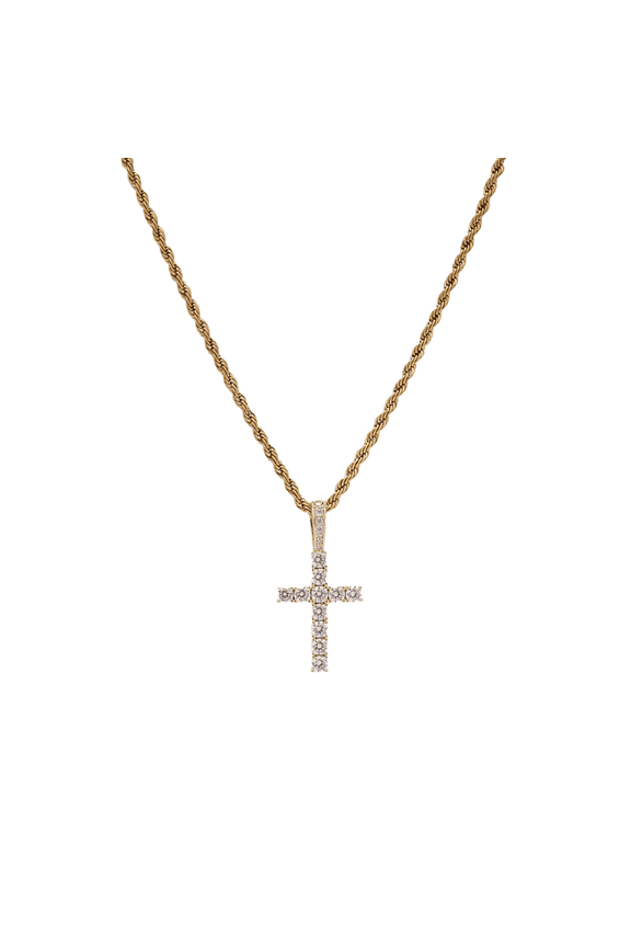 Diamond-Cut Cross Pendant Necklace for Men Women,Cubic Zirconia Rope Chain Jewelry, Hip Hop Religious Gift for Christmas Valentine