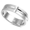 thumbnail image 1 of Diamond-Cut Cross Ridge Wide Wedding Ring .925 Sterling Silver Band Jewelry Female Male Size 6, 1 of 4