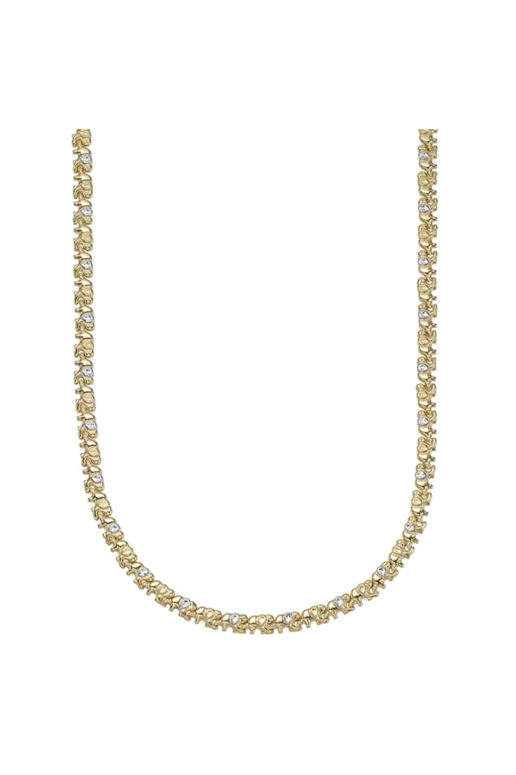 5.5mm Diamond-Cut Elephant Stampato Womens Adult Necklace 10K Two-Tone Gold, 10.63 Gr  Goldum NYC