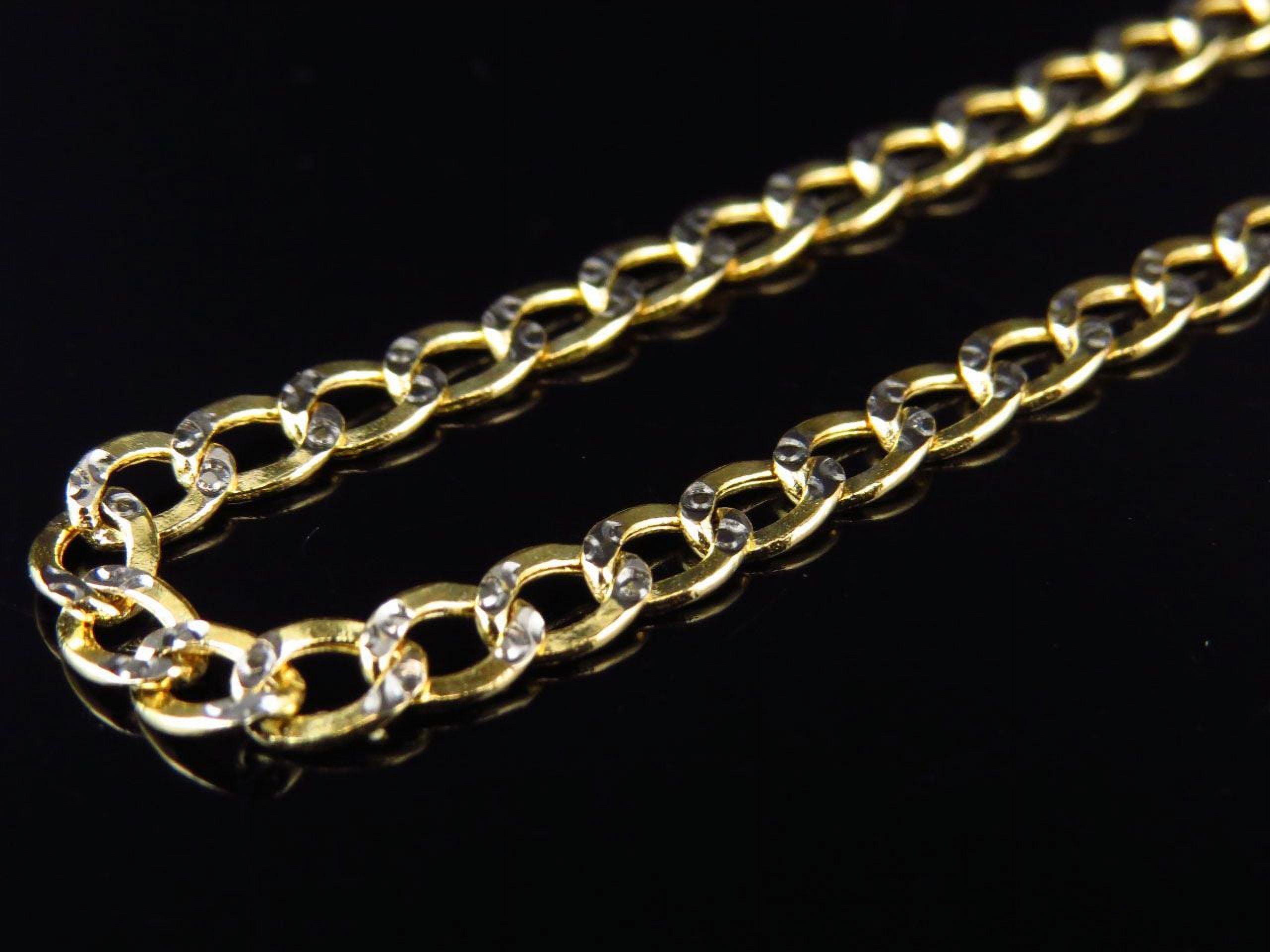 Diamond Cut Hollow Curb Cuban Link Chain 10K Yellow Gold 3.5MM 16"26
