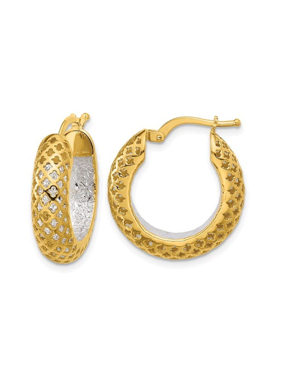 Gem & Harmony Diamond Cut Hoop Earrings in 14K Yellow Gold for Women