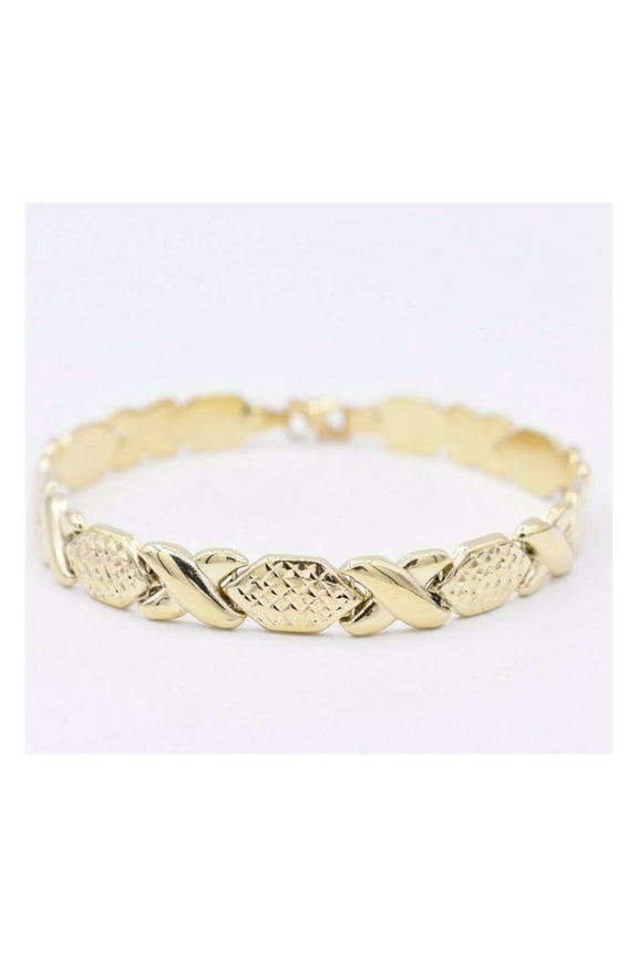 Diamond-Cut Hugs & Kisses Stampato Women’s Adult Bracelet 10K Yellow Gold, 4.72 Gr – Goldum NYC