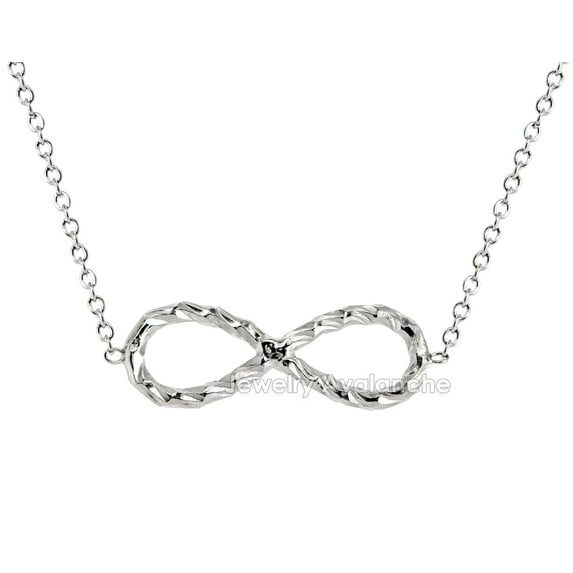 Diamond Cut Infinity Pendant Ladies Necklace Sterling Silver Rolo Chain 16"-18" adjustable
