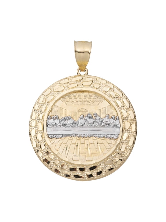 Diamond-Cut Nugget Last Supper Unisex Adult Pendant 10K Yellow White Gold, All Sizes - GOLDUM NYC