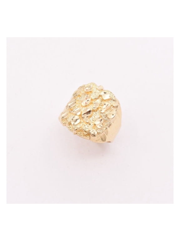 Diamond-Cut Nugget Puffed Oval Men’s Adult Ring 10K Yellow Gold, 5.50 Gr ALL SIZES - GOLDUM NYC