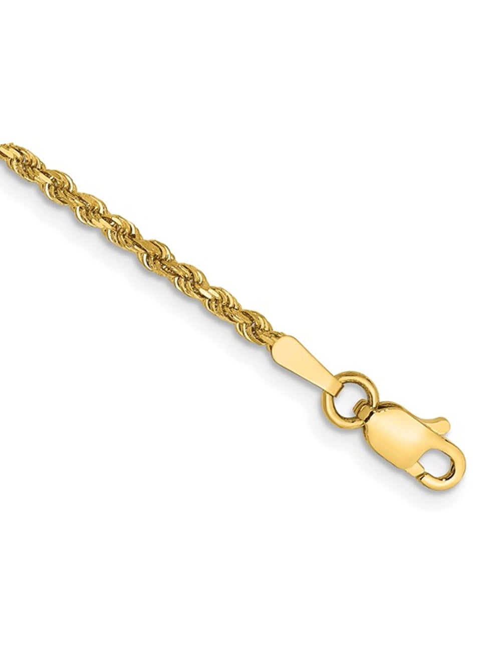 GEM AND HARMONY Diamond Cut Rope Chain Bracelet in 14K Yellow Gold 7 inches (2.00 mm) for Men
