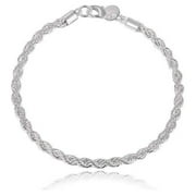 FESHIONN IOBI Diamond Cut Rope Chain Silver Bracelet For Woman