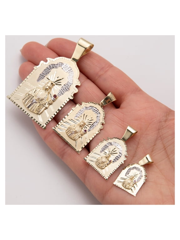 Diamond-Cut Saint Barbara Ruby Pendant Unisex Adult 10K Yellow Gold, All Sizes - Goldum NYC