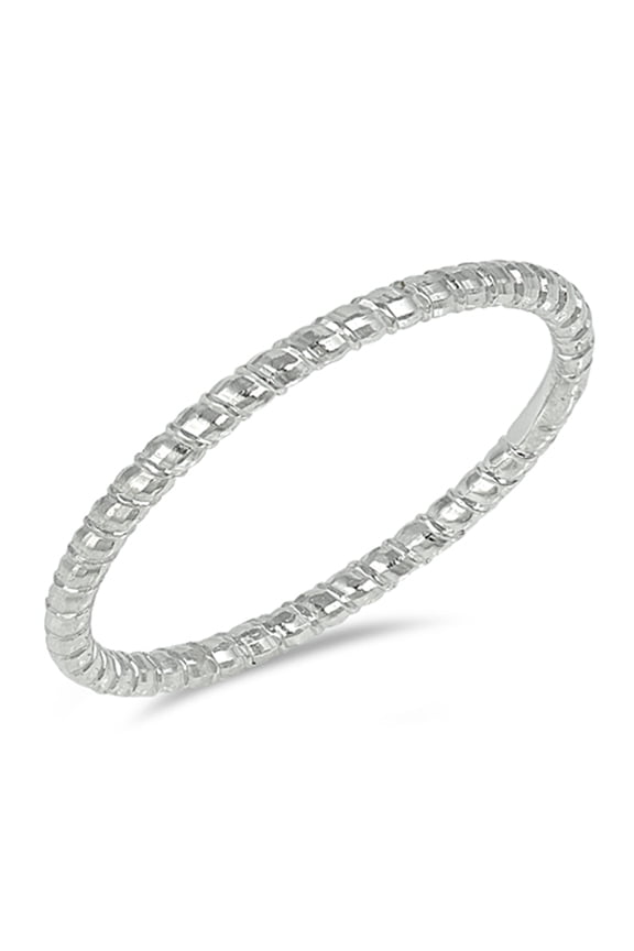 Diamond-Cut Stackable Thin Wedding Ring .925 Sterling Silver Band Jewelry Female Male Unisex Size 8
