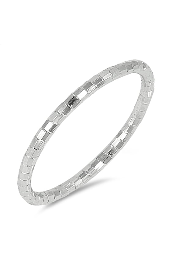Diamond-Cut Thin Stackable Wedding Ring .925 Sterling Silver Band Jewelry Female Male Size 4.5