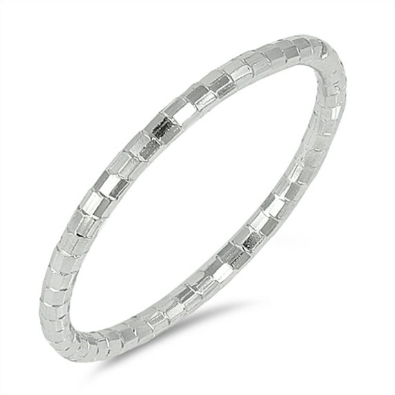Diamond-Cut Thin Stackable Wedding Ring .925 Sterling Silver Band Jewelry Female Male Size 4.5
