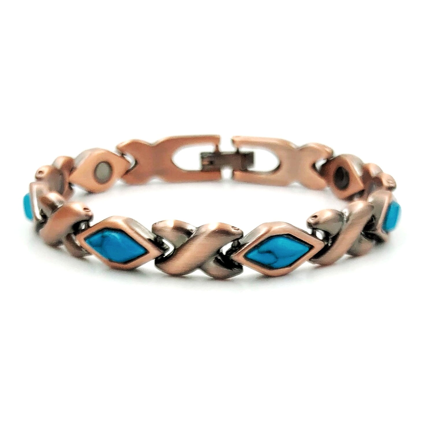 Diamond Cut Turquoise Copper Bracelet With Sealed On