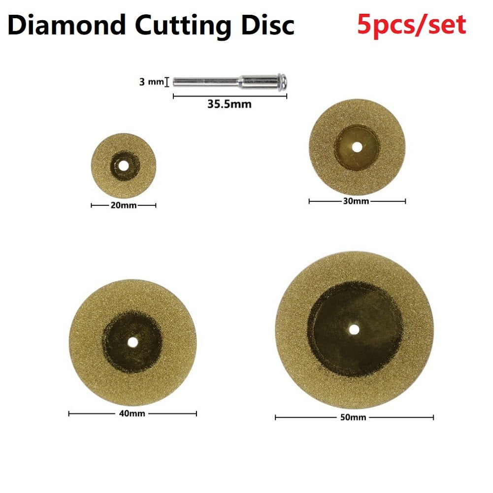 Diamond Cutting Disc Set,5 Rotary Tool Blades,20-50mm TiN Coated Circular Saw for Wood,Glass,Metal,Stone