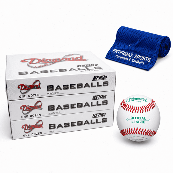 Diamond D-OB Official Leather Baseballs 36 Balls Pack with Cooling Towel
