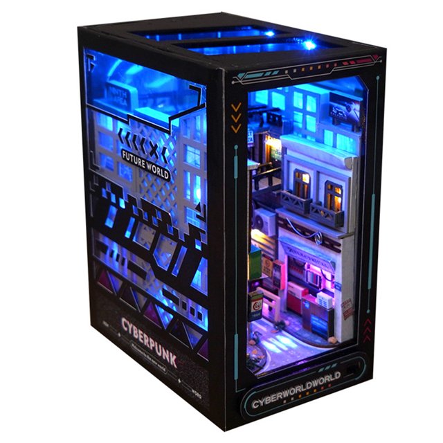 Diamond DIY Book Nook Kit 3D Light Up Bookend Toys Wooden Christmas