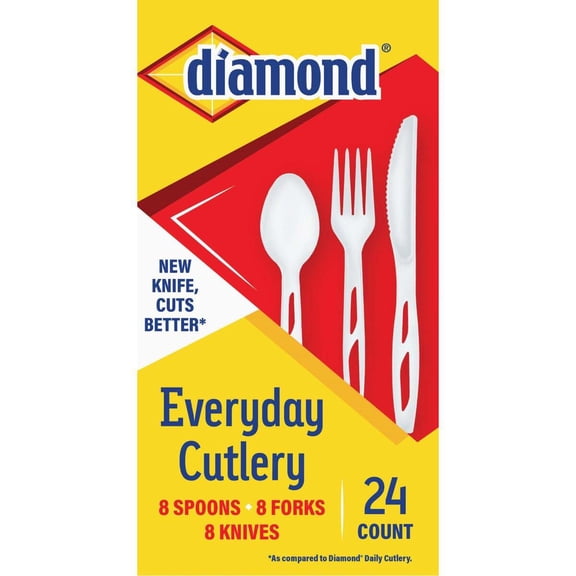 Diamond Daily 24 Piece Luncheon Size Super Strong Cutlery, 1 set