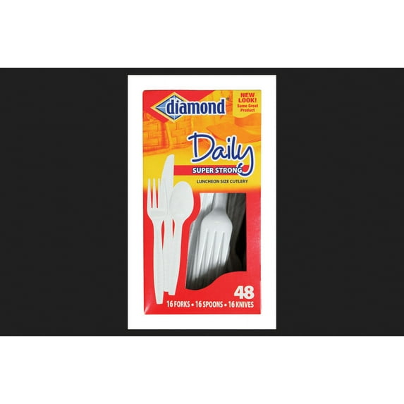 Diamond Daily Assorted Heavy Duty Plastic Cutlery Set, 48 Piece