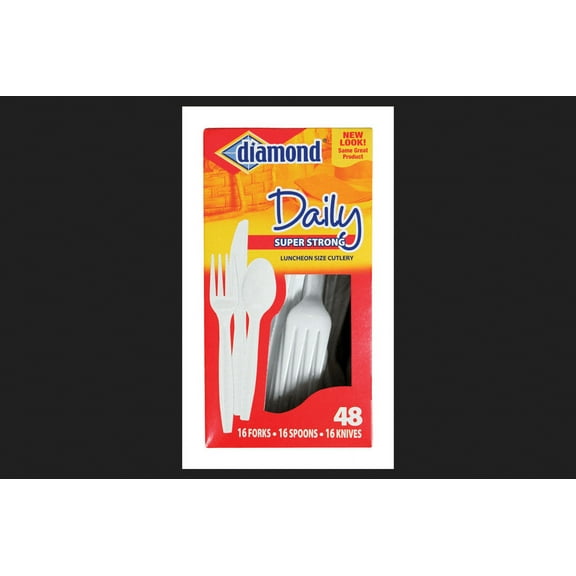 Diamond Daily Assorted Heavy Duty Plastic Cutlery Set, 48 Piece