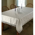 thumbnail image 1 of Diamond Damask Design Fringes Tablecloth White 60" Round, 1 of 1