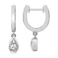thumbnail image 1 of Diamond Dangle Earring | 1 Carat IGI Certified Pear Shape Lab Grown Diamond Dangle | 18K in White Gold | Zuri Bezel Lab Diamond Earrings | Bezel Setting | FG-VS1-VS2 Quality | Friendly Diamonds, 1 of 6