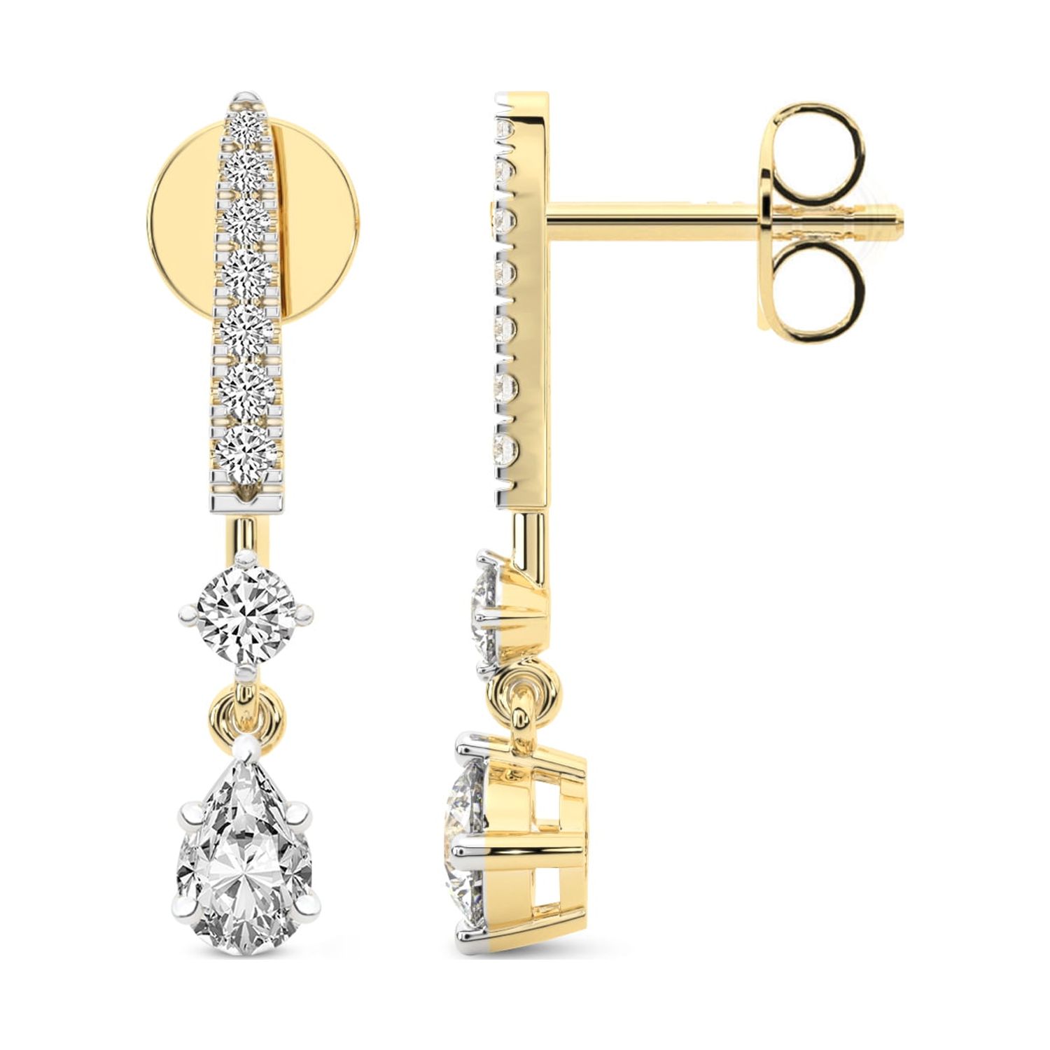 Diamond Dangle Earring 1 Ct IGI Certified Pear Shape Lab Grown